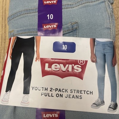 Jugendliche Mädchen Levi s Jeans 2er Pack Brandneu Alter 10 Stretch Pull On Jeggings 