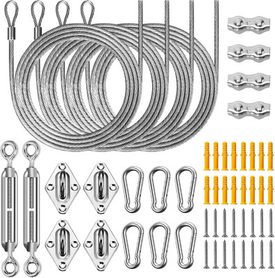 52Pcs Stainless Steel Shade Sail Hardware Kit for Outdoor Canopy