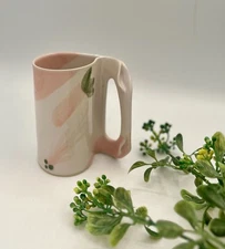 Handmade Ceramic Mug By Hilborn Pottery Vintage Pink Floral 