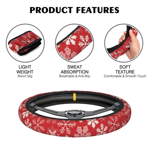 Strawberry Steering Wheel Cover, NonSlip Sweat Absorbing, 15" Universal Fit - Picture 6 of 7