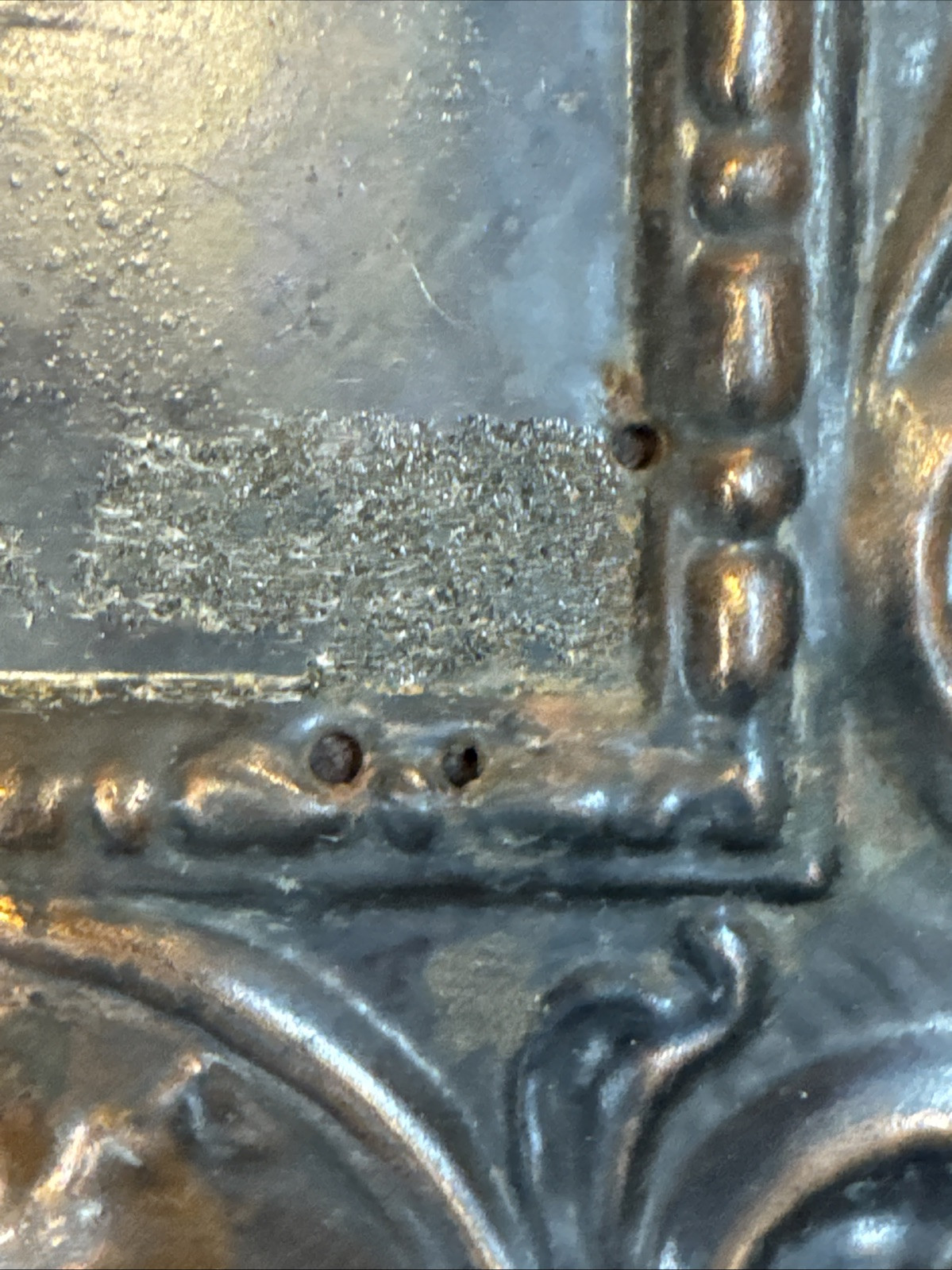 1890s Antique USS OLYMPIA Our Nations Pride Hammered Copper On Wood Mirror RARE