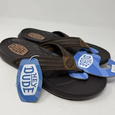 Hey Dude Flip Flop Mens 13 Brown Myers Classic Thong Slip On Sandal Comfort