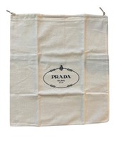 Prada Milano Drawstring Dust Bag 14.75"x13" Cotton Beige For Shoes Or Handbags