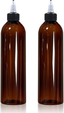 2 Pcs 8oz Amber Plastic Squeeze Bottles with Twist Cap, 250ml Clear Dispensing