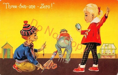 Drei Zwei Eine Null Frecher Comic Humor am Meer um 1964 Postkarte (E516)