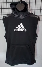 Men's Adidas AEROREADY Sleeveless Hoodie Black Camo GC8272 Gym Training Pullover