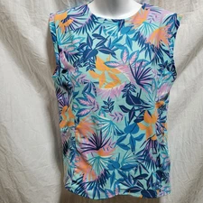 Coolibar Kaylana Tank Top Womens XL Blue Floral UPF 50+ Sun Protection Swim