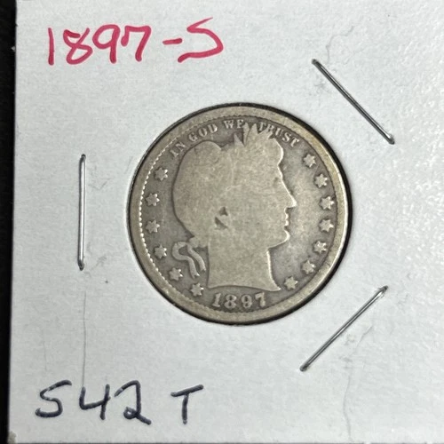 1897-S Barber Silver US Quarter/ Low Mintage