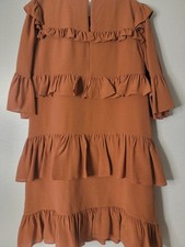 Madewell silk waterlily ruffle dress Size 2, Burnished Rust MWT $168.