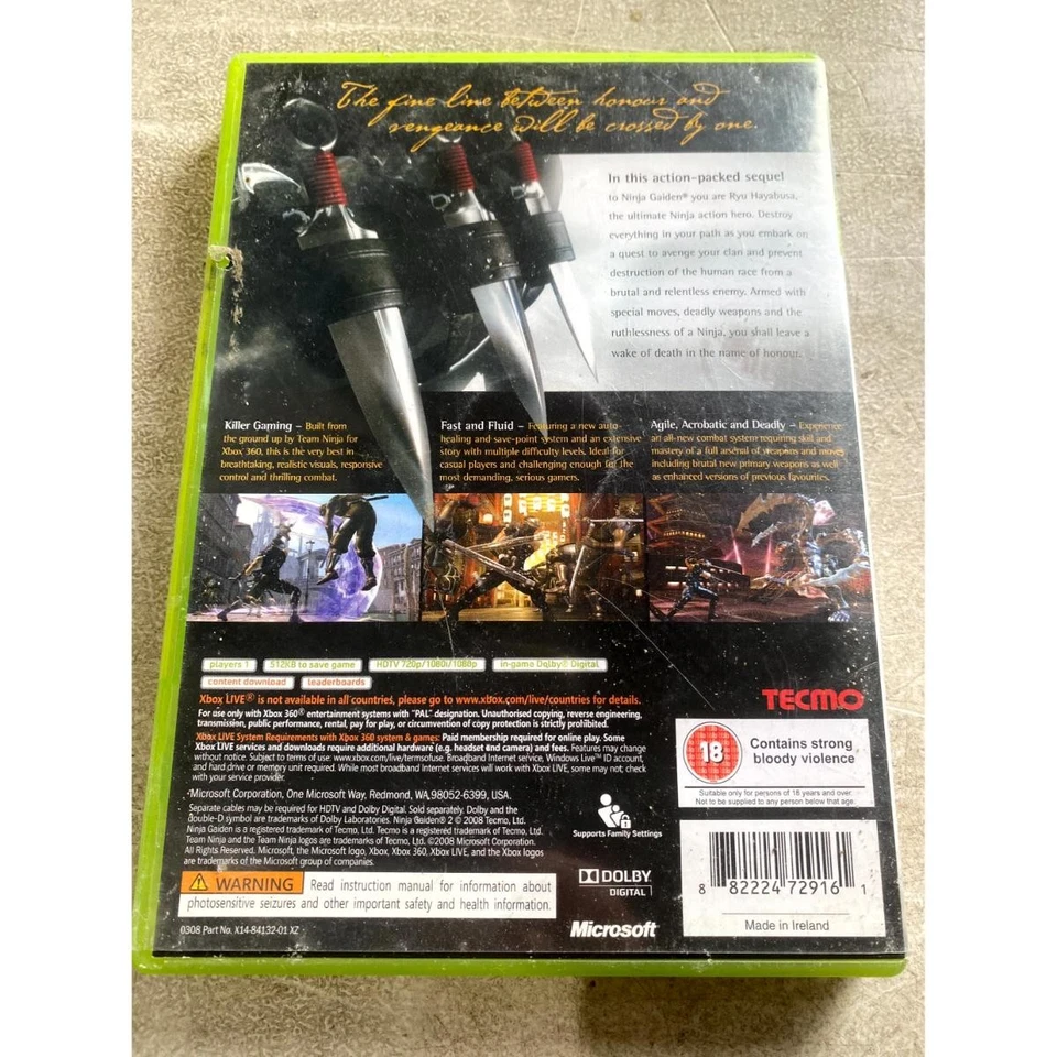 Ninja Gaiden Microsoft XBOX 360 Hack & Slash Action Adventure Video Game - CIB - Image 2 of 4