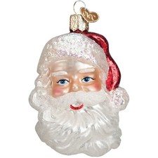 Old World Christmas Blown Glass Ornament for Christmas Tree, Santa Head