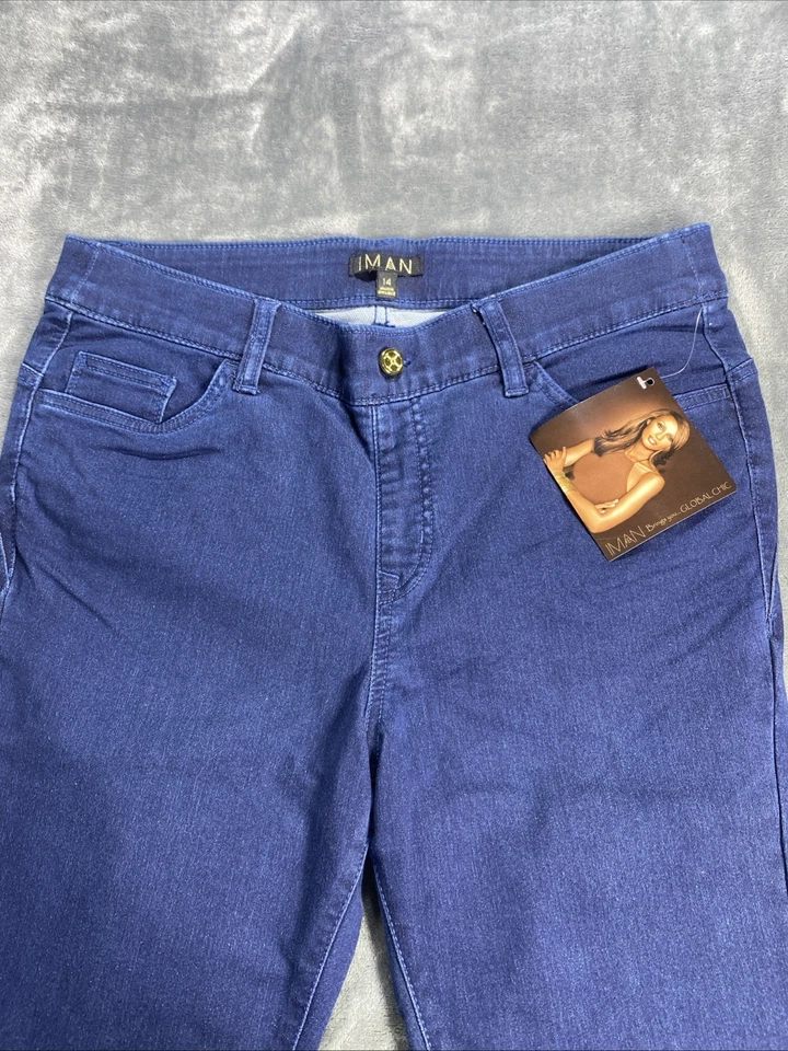 IMAN Global Chic Mujer Pantalones 14 Ponte Tejido Rojo Azul 360 Adelgazante Denim Lote de 2 Foto 3 de 4