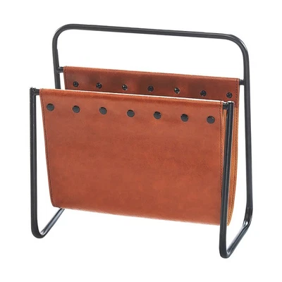 Zeitungsständer Metall Leder braun innen schwarz 39x21x40 Zeitschriften Magazin - Bild 1 von 4