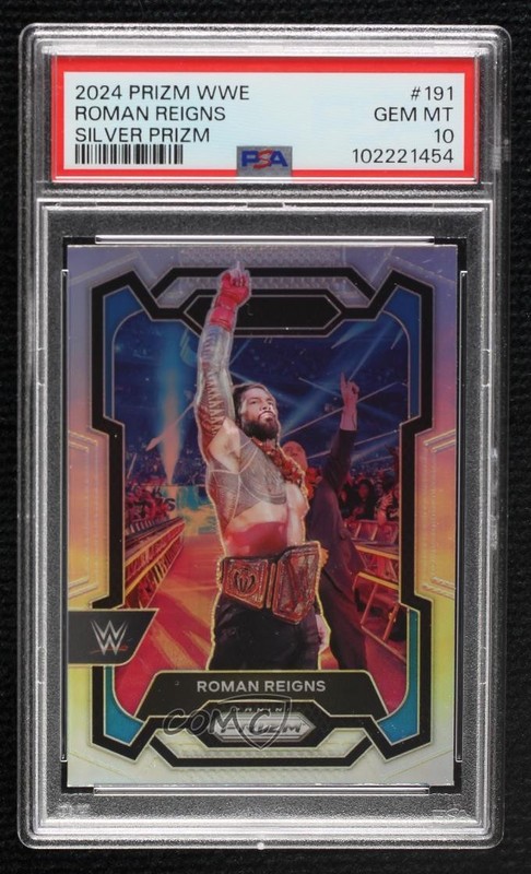 2024 Panini Prizm WWE Silver Prizm Roman Reigns #191 PSA 10 GEM MT bn5