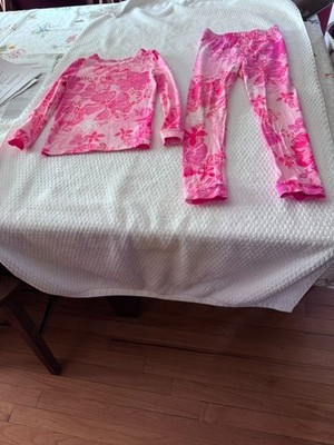 Lilly Pulitzer Kids Sammy Pajama Set Parigi Pink Floral Size 6 EUC Cotton