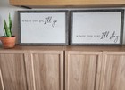 2pc Wood Framed Quote Wall Sign Set Farmhouse Gray/White/Black 26x16" — photo 1