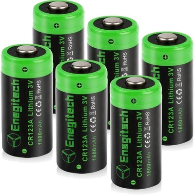 CR123A Lithium Battery 3V 1600mAh 6 Pack for Alarm Torch Camera Remote Toys n...