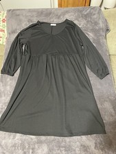 Bobbie Brooks Black Jersey Knit Dress Sz 2X Elastic Waist Cuffs 3/4 Sleeves