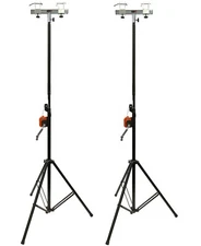 (2) DJ Pro Lighting 13 Foot Crank Light Stand & (2) Square Truss T-Bar Adapter