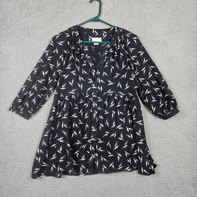 Maeve By Anthropologie Women's Floral Printed Elbow Sleeve Babydoll tunic Sz XS