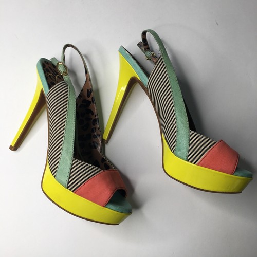yellow multicolor heels