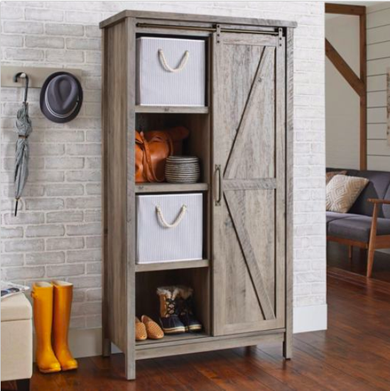 Modern Farmhouse Storage Cabinet Rustic Gray Finish Kitchen Pantry