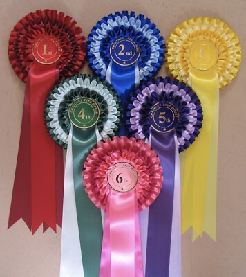 Rosetten 3 Etagen 1. bis 6. Platz Pferd, Hundeausstellungen etc. 
