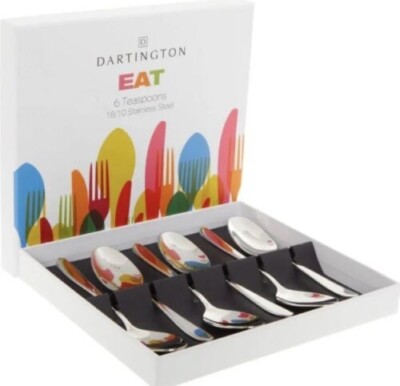 Dartington Eat 18/10 Edelstahl Teelöffel x 6 Set in einer Box Brandneu