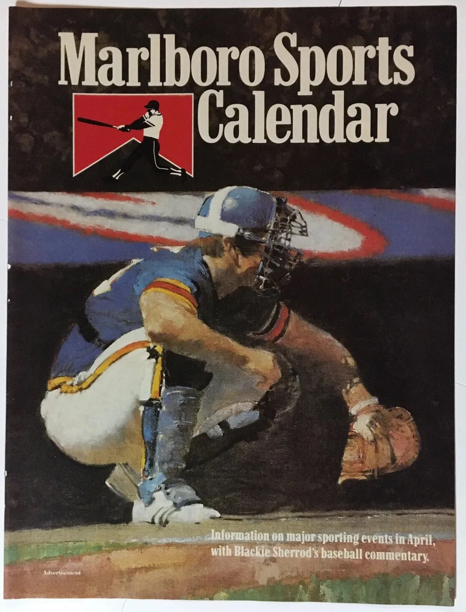 Marlboro Sports Calendar April 1986 Vintage Print Ad Two Pages 16x11 Inches  | eBay