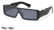 LOCS Gangster Style Flat Top Big LOCS Logo Temple Shield Tinted Lens Sunglasses
