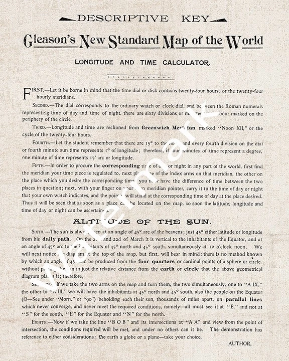 Flat Earth World Map + Patent + Verso Key - 23x32 in. Alexander Gleason's 1892 - Image 2 of 4
