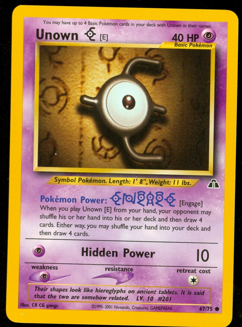 Pokemon UNOWN E 67/75 - Neo Discovery - NEAR MINT/MINT