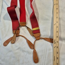 ROYAL NEW YORK SUSPENDERS RED WITH GOLD TOME TRIM AND LEATHER