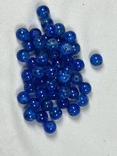 50 8mm Single Color Crackle Glass Beads Dark Blue