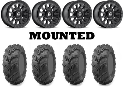 Kit 4 Maxxis Zilla Tires 27x10-14/27x12-14 on Fuel Vector Matte Black D579 550
