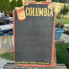 VTG Columbia Brewing Beer Advertising Sign Cardboard Bar Mancave 21.5”x13.75”