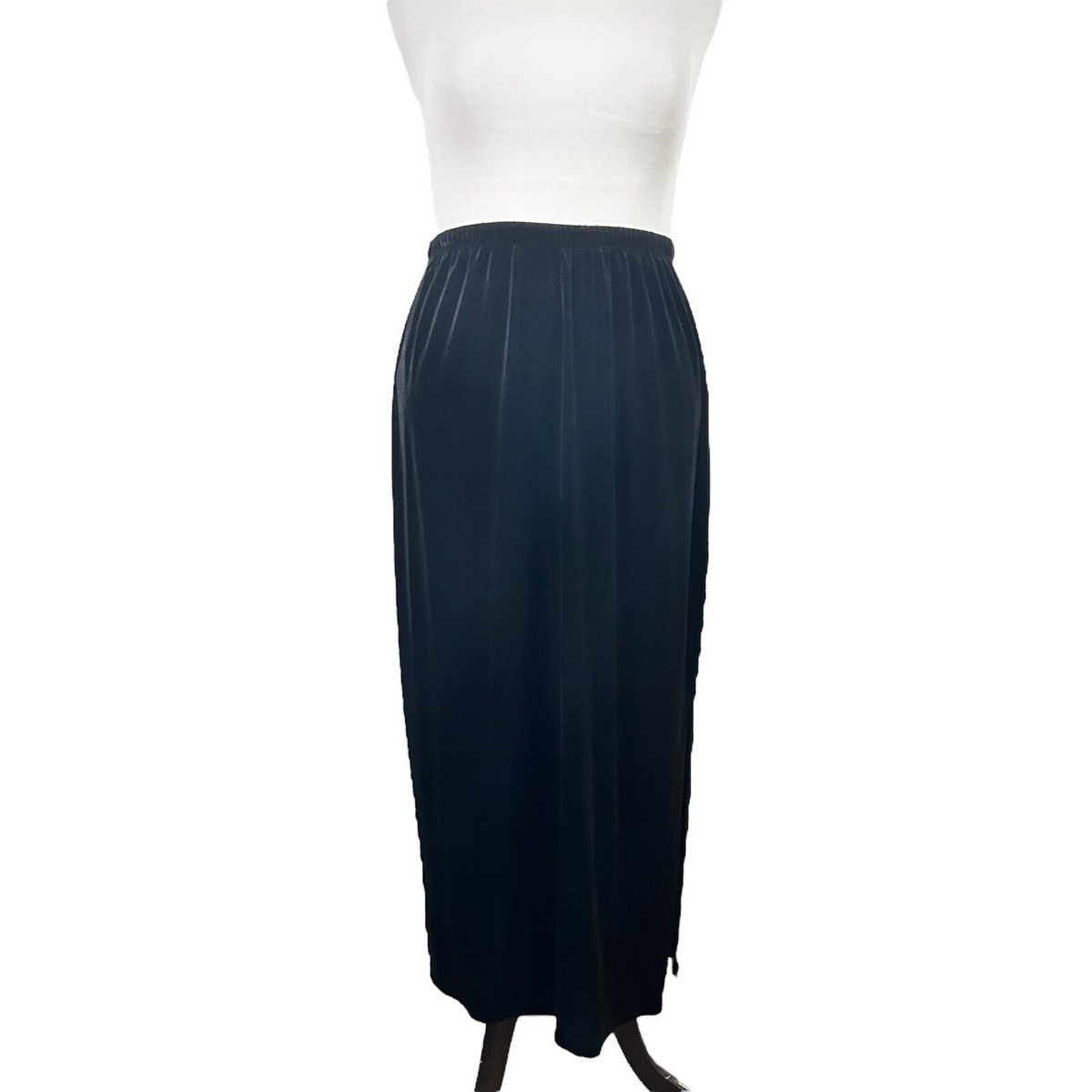 CHICO'S Womens Black Velvet Velour Knit MAXI SKIRT XL 16 Pull On Holiday  Party