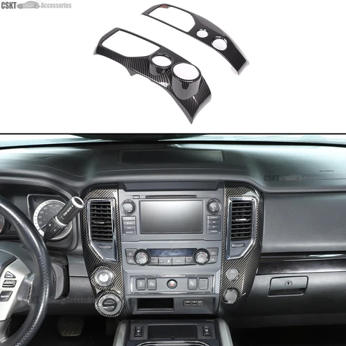 ABS Carbon Fiber Interior Dash Console Trim cover Set Fits Nissan Titan 2016-24 - Picture 14 of 27