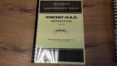 VINCENT HRD SINGLES & TWINS 499cc - 998cc B C D WARTUNGSANLEITUNG VIN03 1947-55