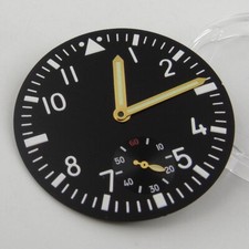 39.8mm Pilot Black Watch Dial Hands Fit ETA 6498 ST3620 Hand Winding Movement