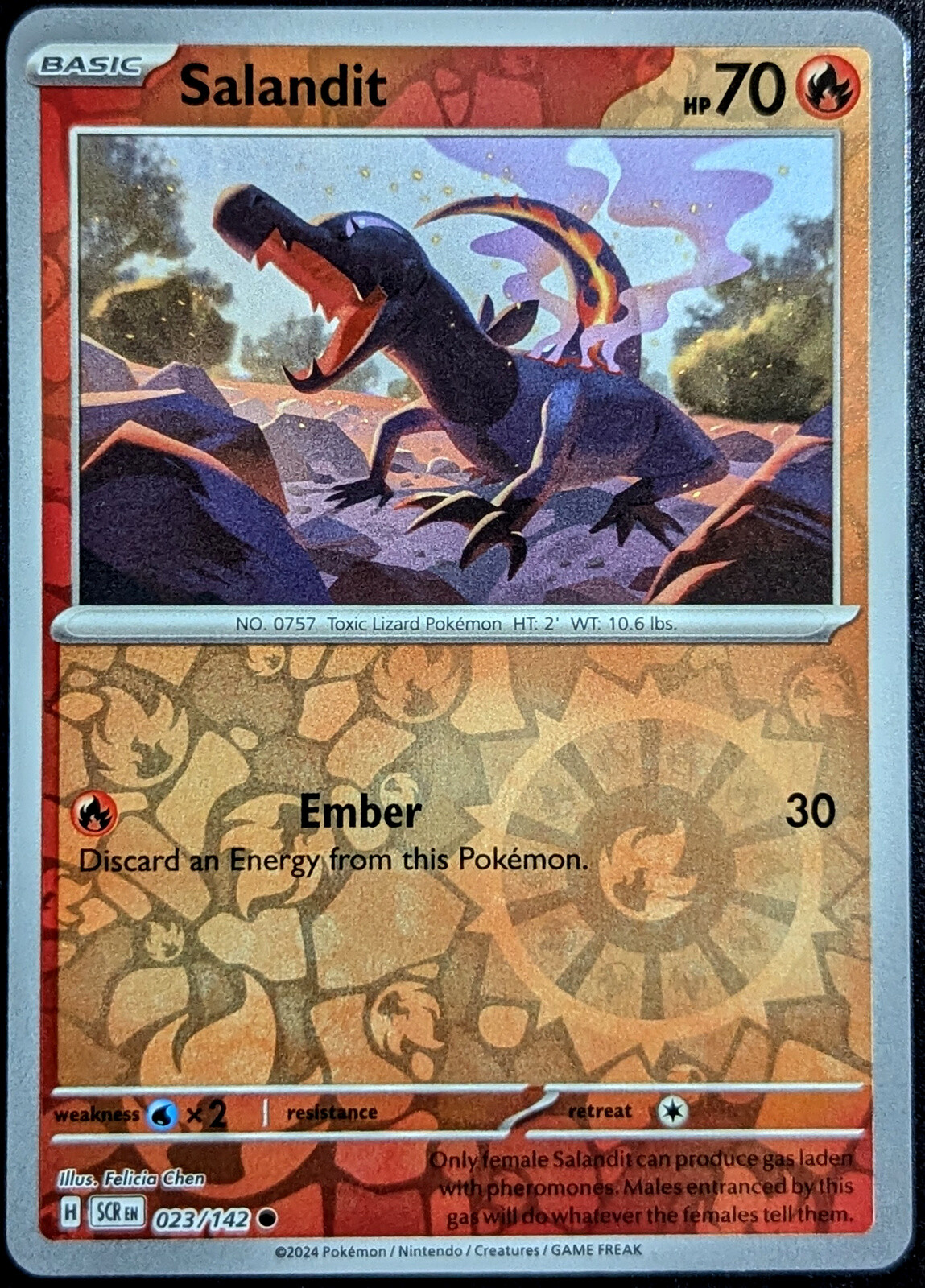 Salandit 23/142 Reverse Holo Stellar Crown - Pokemon TCG - Mint