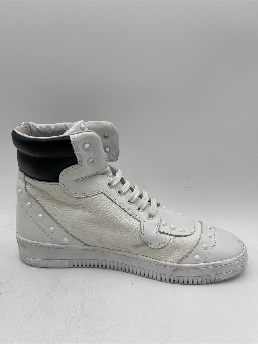 John Galliano Leather Studded Accents Sneakers White Size 42