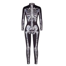 New Unisex 3D Halloween Cosplay Costumes Jumpsuit Skeleton Bone Bodysuit