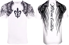 Xtreme Couture Affliction Men's T-Shirt AEROSMITH WHITE Wings Biker Tattoo MMA