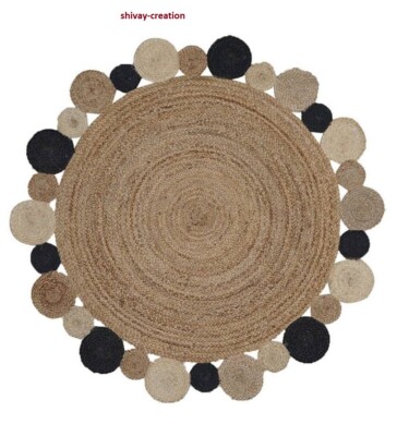 Rug Jute Braided Modern Reversible Living Rug Natural Fiber Carpet Area Rug