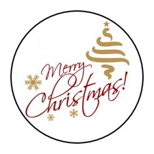 30 Merry Christmas Envelope Seals Labels Stickers 1.5" Round red gold favors