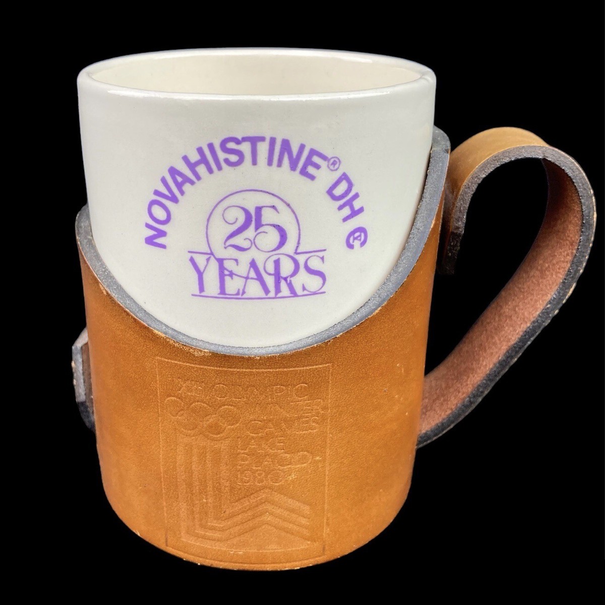 1980 Olympic Winter Games Lake Placid, Leather Cup Beer Bottle Mug