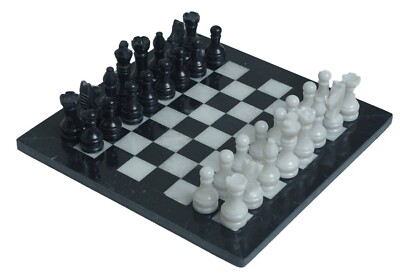 JT Handmade Black and White Marble Chess Set Game Original - 12 inch