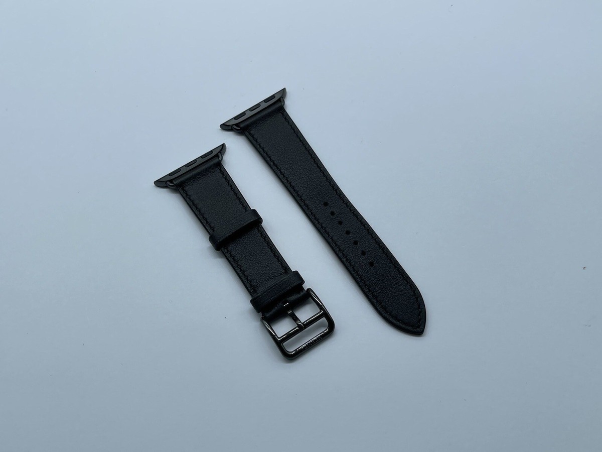 Genuine Apple Watch Hermes NOIR Black Single Tour Leather Band