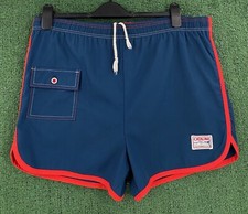 Vintage 70  s Catalina Navy  Red Trim Lined Swim Shorts Men  s SZ Large USA Made